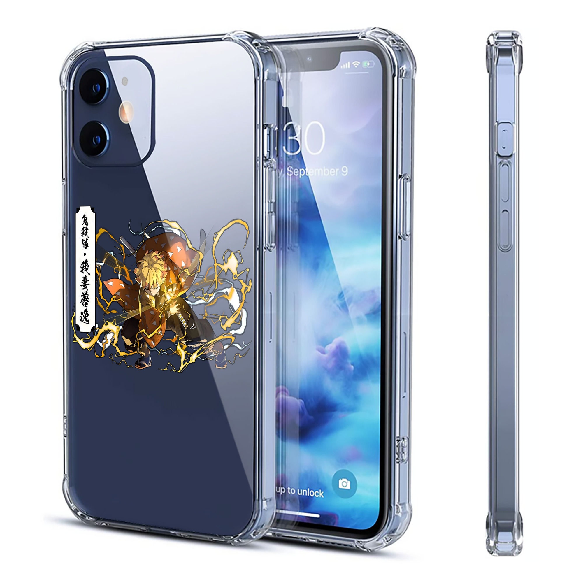（画像用） 鬼滅の刃（きめつのやいば）我妻 善逸／あがつま ぜんいつ Agatsuma Zenitsu 【iPhone 12シリーズ対応】透明スマホケース（クリアソフトケース）
